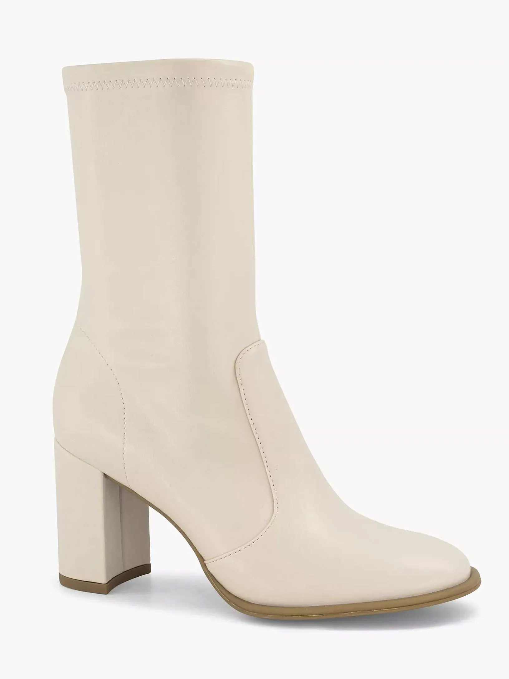 Beige Enkellaars Hak