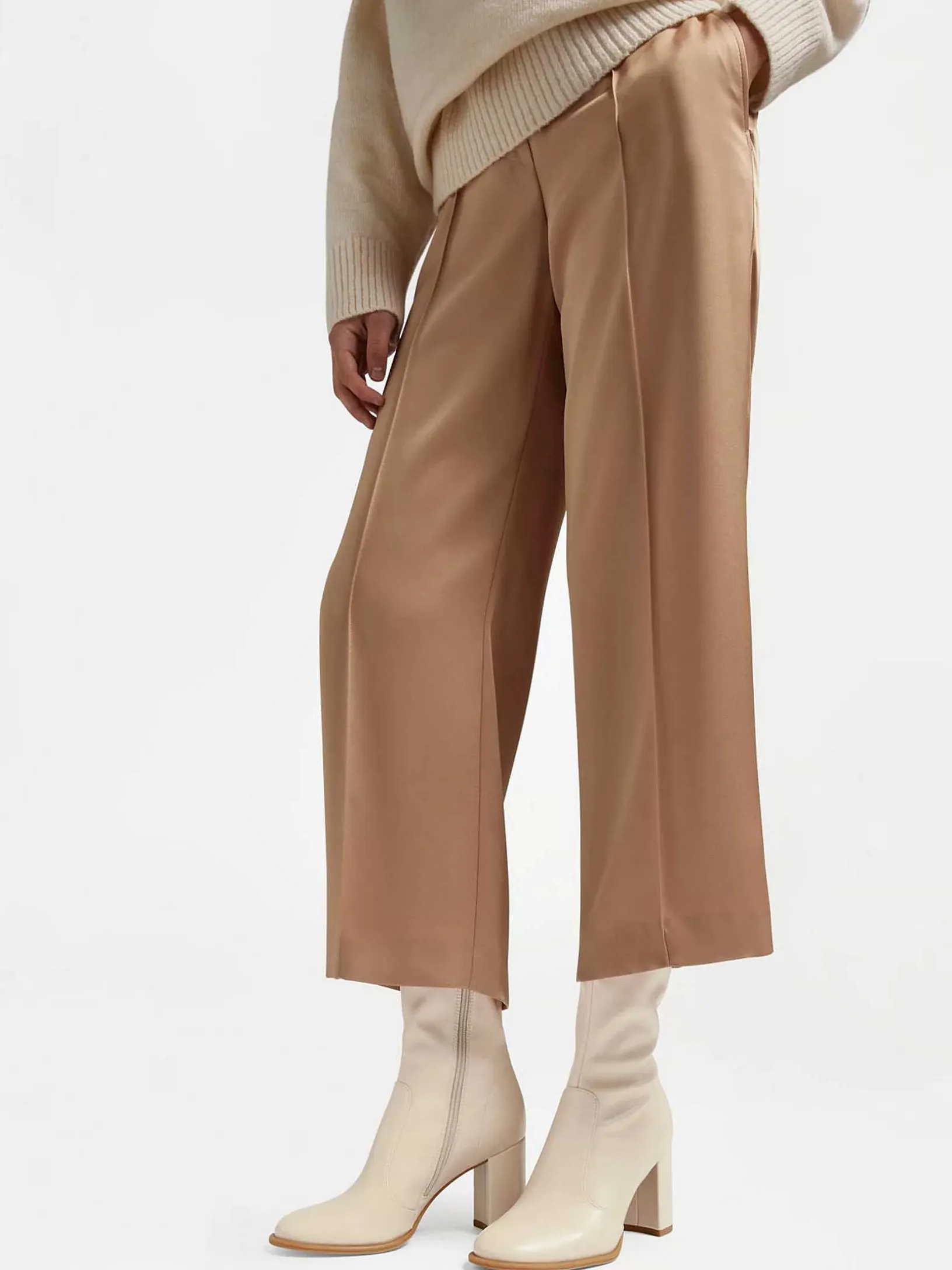 Beige Enkellaars Hak