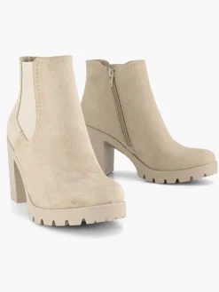 Beige Enkellaars Hak