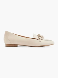 Beige Leren Loafer Sierketting