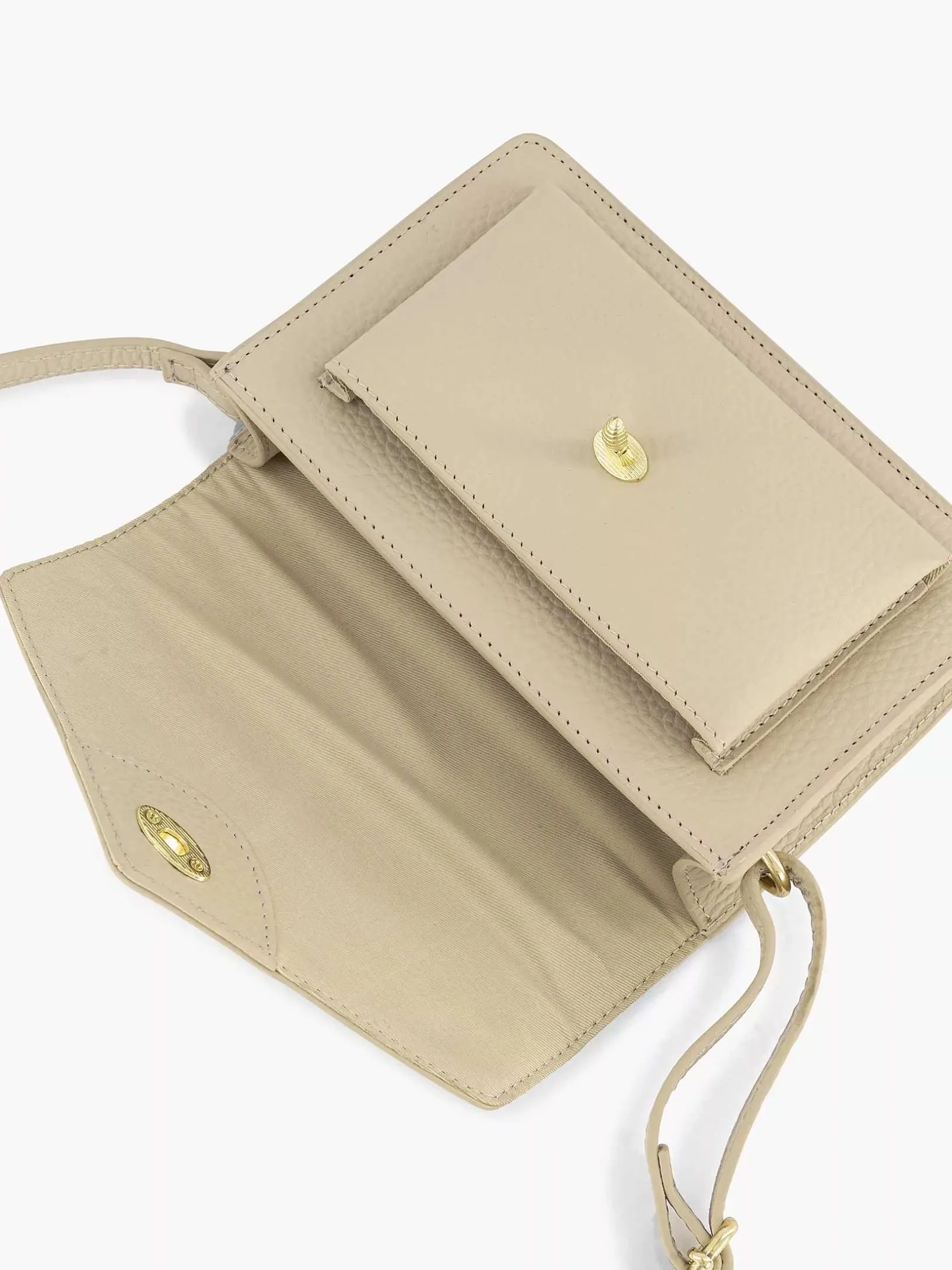 Beige Leren Schoudertas
