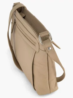 Beige Leren Schoudertas