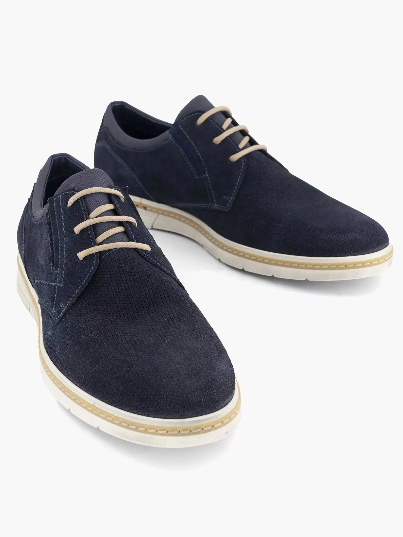 Blauwe Leren Veterschoen