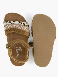 Bruine Leren Sandalen Panterprint