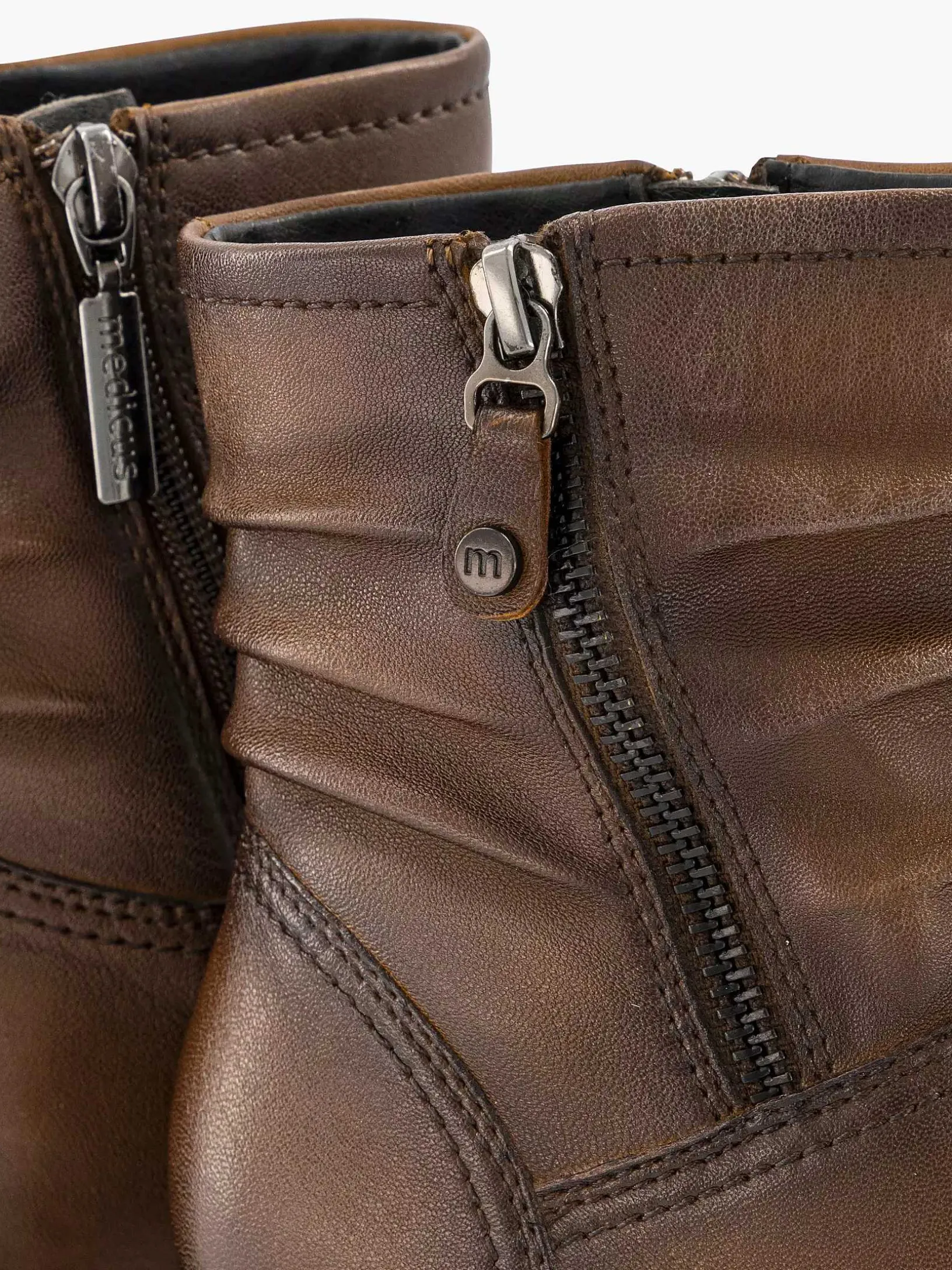 Donkerbruine Leren Comfort Enkellaars Hak