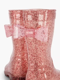 Roze Regenlaars Glitter Strik