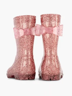Roze Regenlaars Glitter Strik