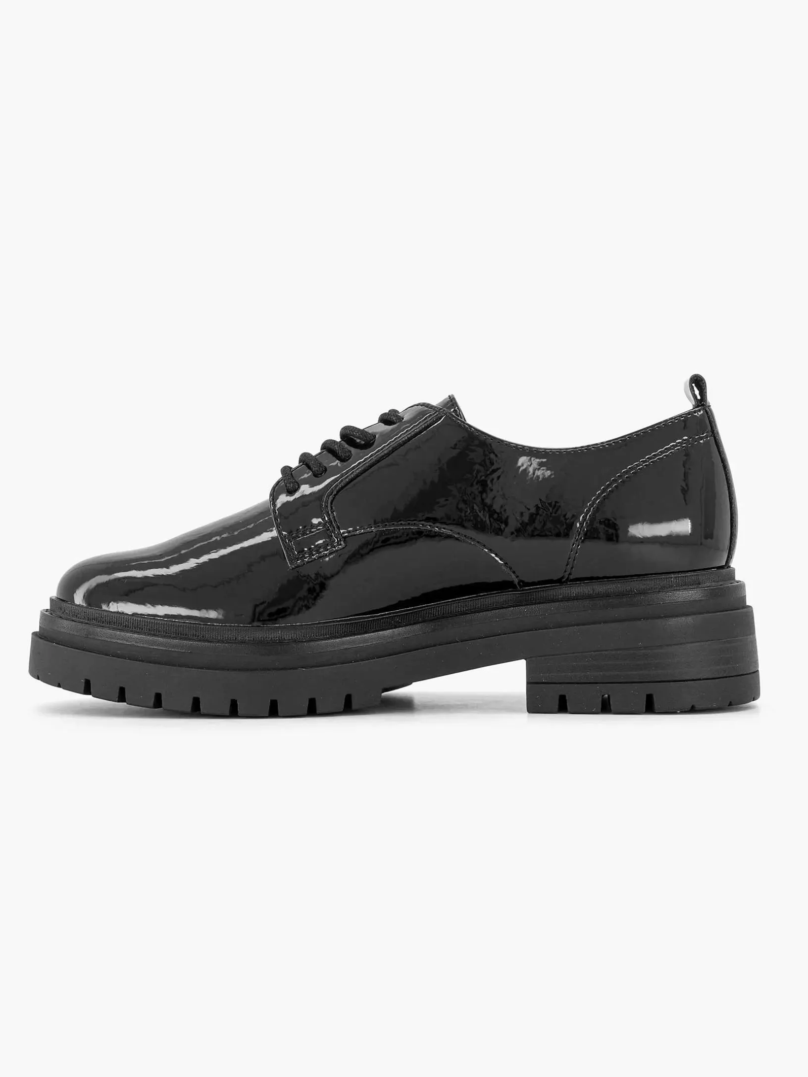 Zwarte Chunky Veterschoen Lak