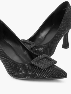 Zwarte Glitter Pump Gesp