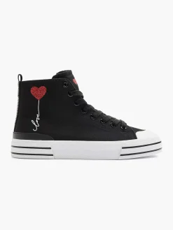 Zwarte Hoge Canvas Sneaker Hartje