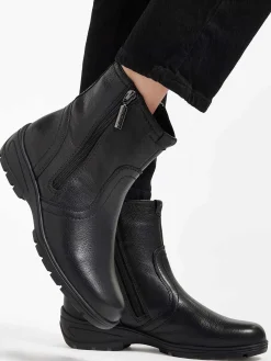Zwarte Leren Comfort Enkelboot