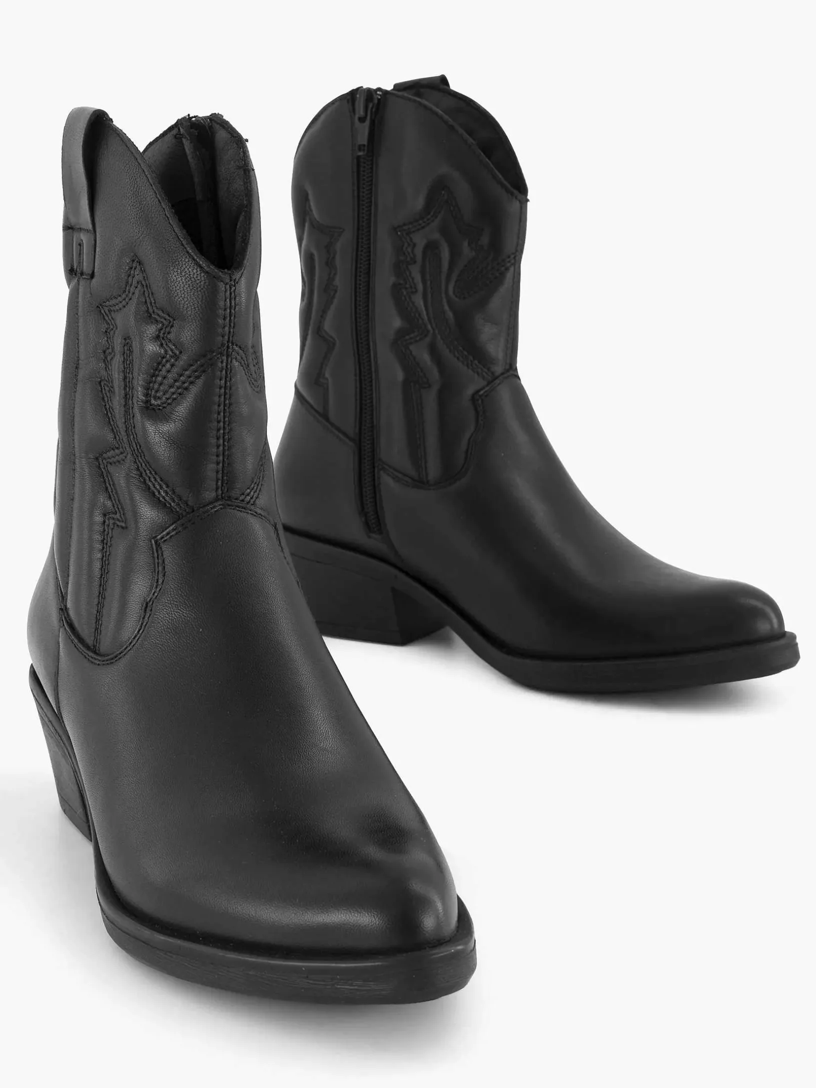 Zwarte Leren Cowboy Laars