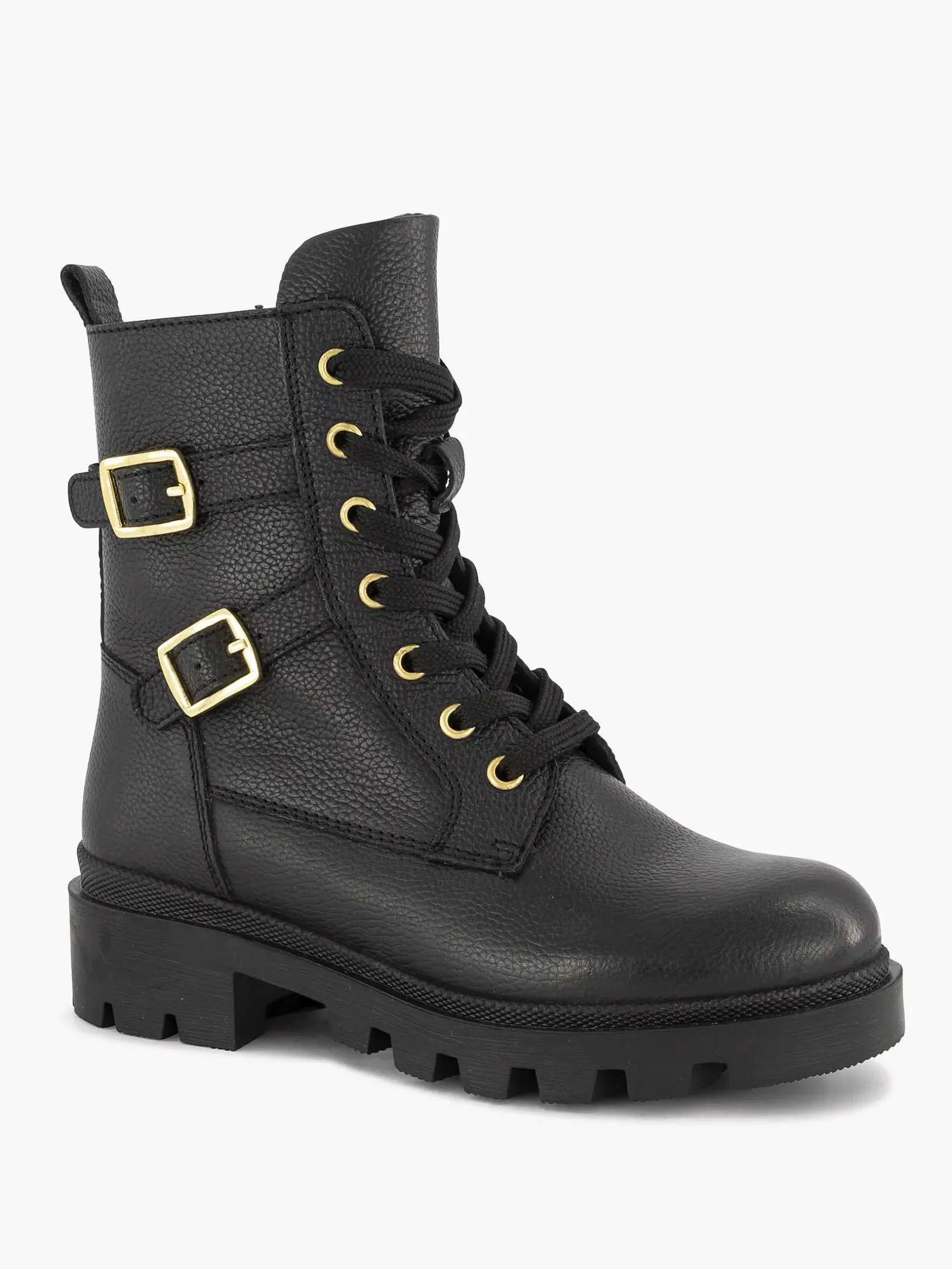 Zwarte Leren Veterboot