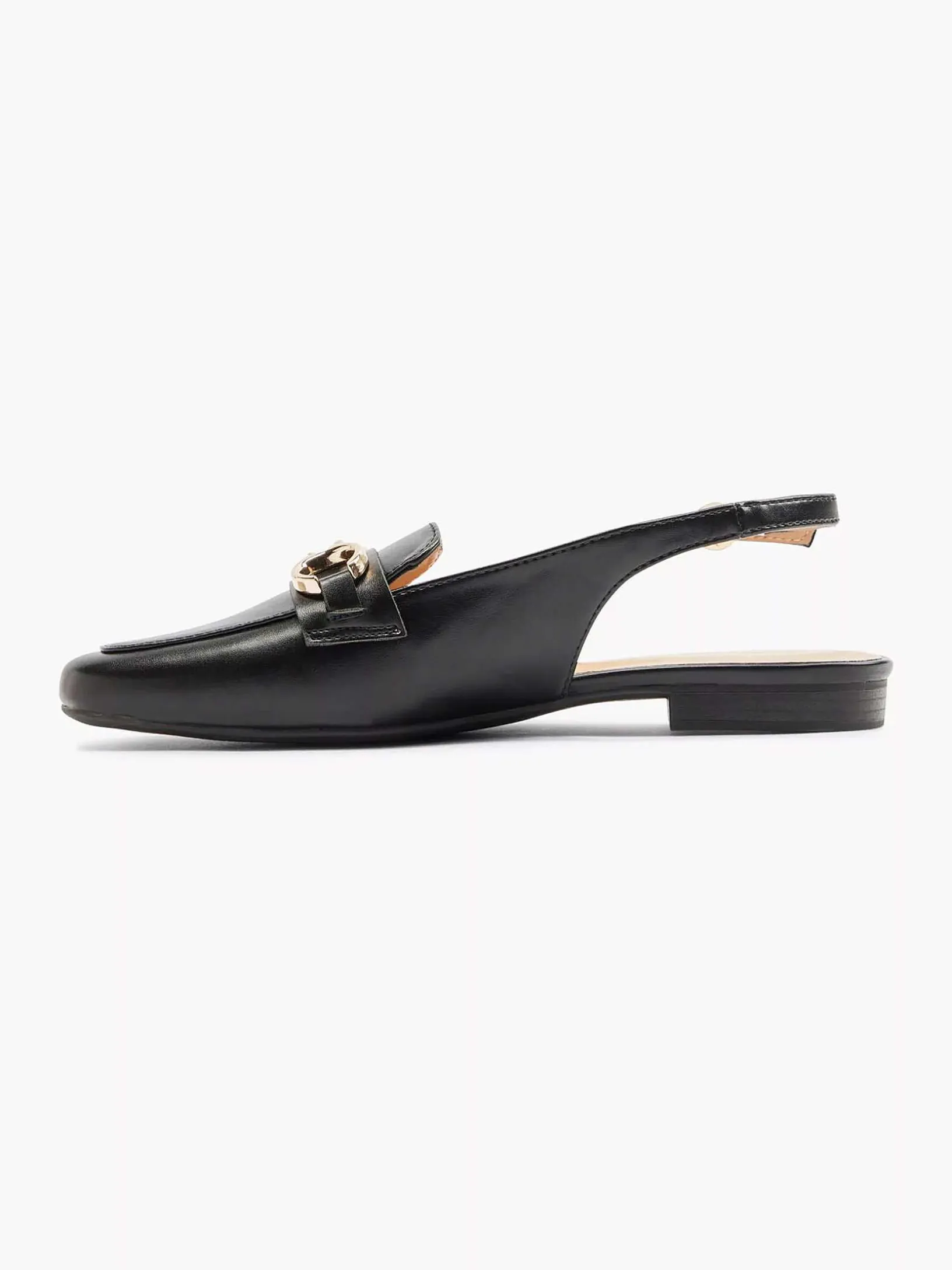 Zwarte Platte Slingback Sierketting